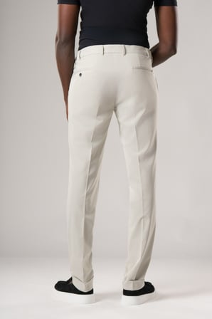 Slimfit Beli Yarım Lastikli Likralı Duble Paça Yazlık Kumaş Pantolon