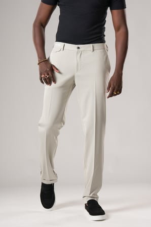 Slimfit Beli Yarım Lastikli Likralı Duble Paça Yazlık Kumaş Pantolon