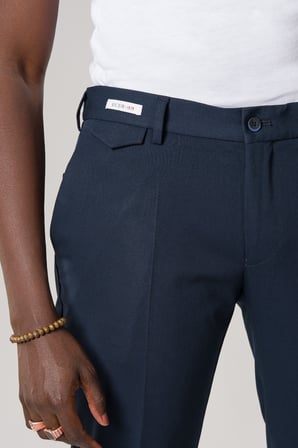 Slimfit Beli Yarım Lastikli Likralı Duble Paça Yazlık Kumaş Pantolon