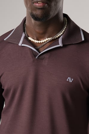 Slimfit Düğmesiz V Polo Yaka Likralı Uzun Kol Mevsimlik Sweatshirt 