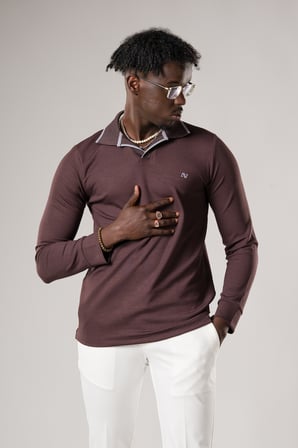 Slimfit Düğmesiz V Polo Yaka Likralı Uzun Kol Mevsimlik Sweatshirt 
