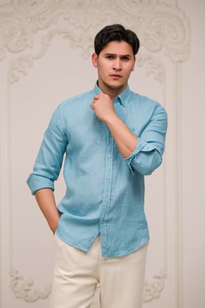 Regular Fit Düğmeli Yaka %100 Linen Ham Keten Yazlık Gömlek 