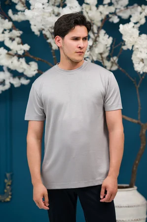Bisiklet Yaka Yarı Oversize Likralı Yumuşak Kumaş T-shirt