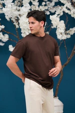Bisiklet Yaka Yarı Oversize Likralı Yumuşak Kumaş T-shirt