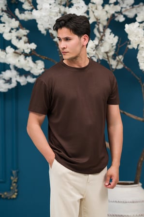 Bisiklet Yaka Yarı Oversize Likralı Yumuşak Kumaş T-shirt
