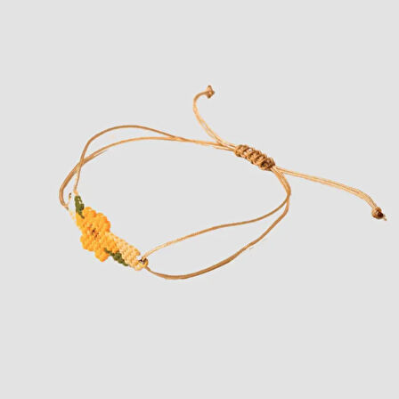 Uretti - Buket 8636 - El İşi Miyuki Boncuk İşlemeli Çiçek Desenli Bileklik 23cm - Sarı
