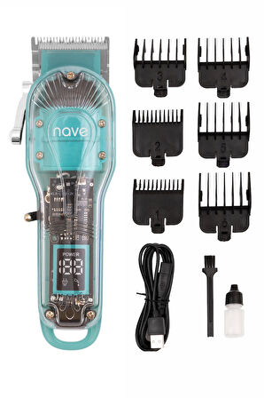 Nave Bq-01 Kablosuz Profesyonel Tıraş Makinesi | T-bıçaklı, Lcd Ekranlı, Usb Şarjlı, 6 Taraklı