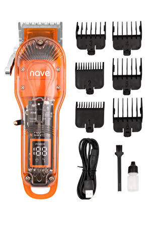 Nave Bq-01 Kablosuz Profesyonel Tıraş Makinesi | T-bıçaklı, Lcd Ekranlı, Usb Şarjlı, 6 Taraklı