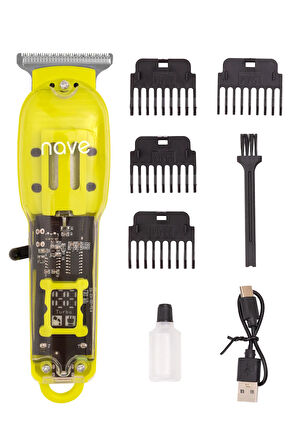Nave Bq-06 T Bıçaklı Şarjlı Tıraş Makinesi Led Ekranlı, Profesyonel Sakal Ve Saç Kesim