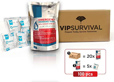 5 Yıl Raf Ömrü ile Acil Durum Suyu Hayat Kurtaran  (20 Paket x 500 ml.)