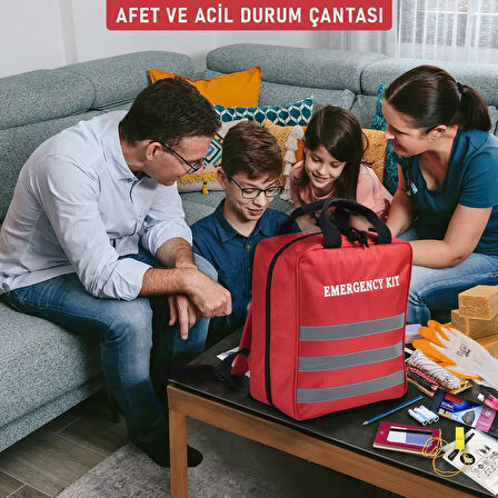 Afet ve Acil Durum Çantası Tescilli, Reflektörlü,Su geçirmez 72 saat 2 Kişilik Üst Düzey Afet Hazırlığı