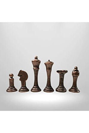 MC29 Metal Satranç Takımı - Doğal Ahşap Kayın Tahta - El Yapımı Antik Metal Taşlar