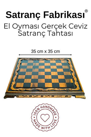MC44 Büyük Boy Metal Satranç Takımı – Gerçek Ceviz Tahta – El Yapımı Antik Taşlar 35x35cm