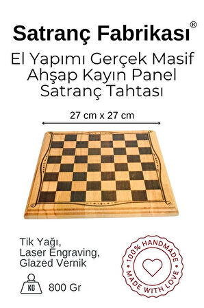 MC52 Metal Satranç Takımı | El Yapımı Doğal Ahşap Kayın Tahta | Antik Metal Taşlar