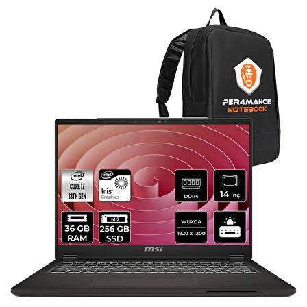 MSI Commercial 14 H i7 13700H 36GB 256GB SSD 14" WUXGA FDOS Taşınabilir Bilgisayar & ÇANTA