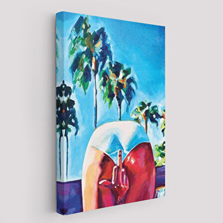 Bacaklarının Arasından Orta Parmak İşareti Yapan Kadın Tablosu-6082