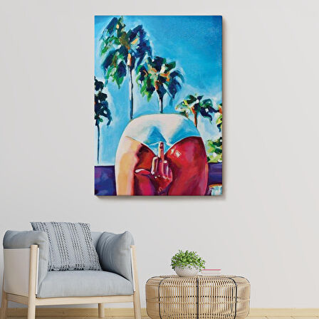 Bacaklarının Arasından Orta Parmak İşareti Yapan Kadın Tablosu-6082