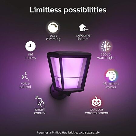 Philips Hue Econic Up Dış Mekan Duvar Lambası - Beyaz ve Renkli Ambiyans