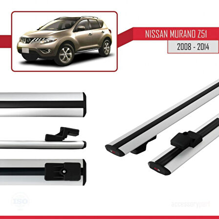 Nissan Murano 2 (Z51) 2008-2014 Arası ile Uyumlu BASIC Model Ara Atkı Tavan Barı Gri 2 Adet