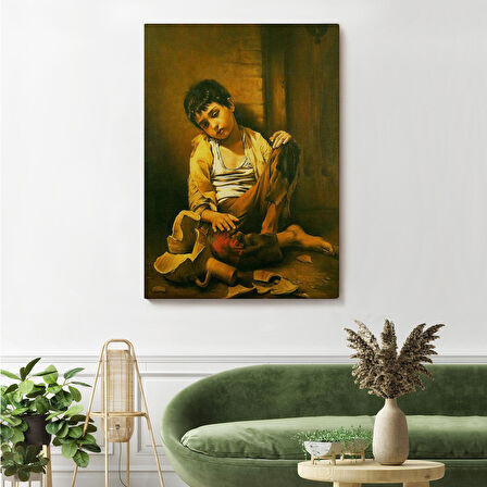 İranlı Ressam Morteza Kartouzıan Garip Çocuk Eseri Duvar Tablosu-6088