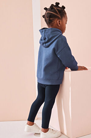 Next Baby Pamuklu Mavi Kaplan Desenli Uzun Kollu Çantalı Kapüşonlu Alt Üst Takım