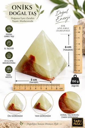 Doğal Oniks Taş Piramit 2 İnç (6x5 cm) | El Yapımı Dekoratif Enerji Taşı