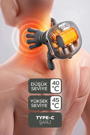 Isıtmalı ve Şarjlı Masaj Aleti - Ultra Güçlü Motor Şarjlı Masaj Yastığı, Boyun Masaj Aleti, El Hissiyatlı