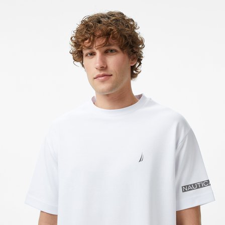 Nautica Erkek Beyaz Oversize T-Shirt