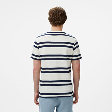 Nautica Erkek Krem Regular Fit Çizgili T-Shirt