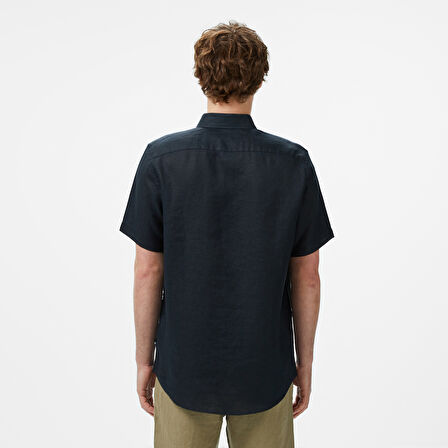 Nautica Erkek Siyah Classic Fit Keten Gömlek