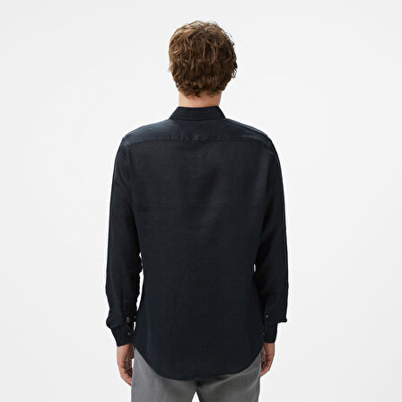 Nautica Erkek Siyah Classic Fit Keten Gömlek