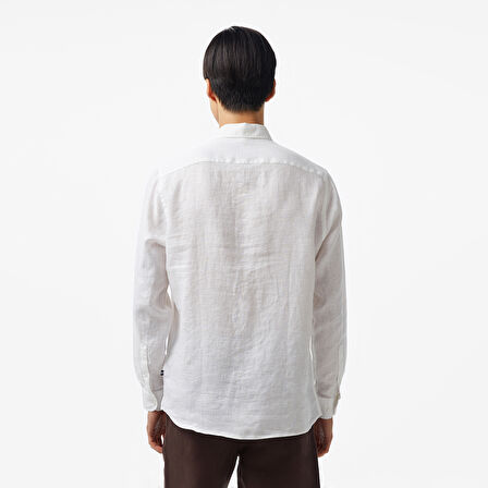 Nautica Erkek Beyaz Classic Fit Keten Gömlek