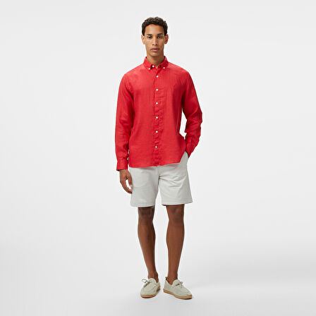 Nautica Erkek Kırmızı Classic Fit Keten Gömlek