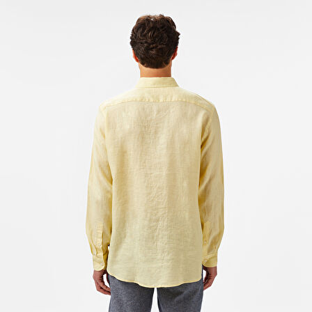 Nautica Erkek Sarı Classic Fit Keten Gömlek