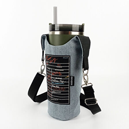 Woodycord El Yapımı Forever Young Kot Matara Termos Kılıfı Kulplu Model Quencher Pipetli 1,18