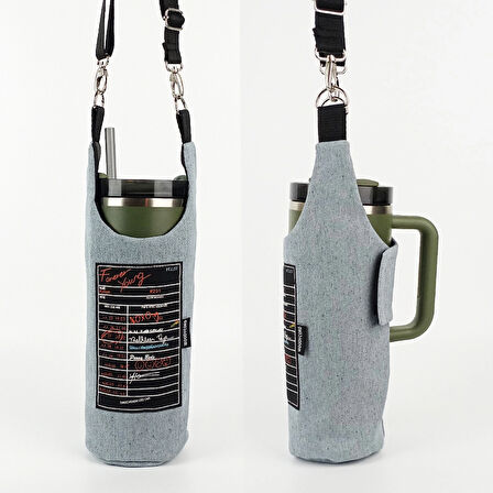 Woodycord El Yapımı Forever Young Kot Matara Termos Kılıfı Kulplu Model Quencher Pipetli 1,18