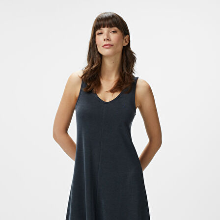 Nautica Kadın Siyah V Yaka Kolsuz Elbise