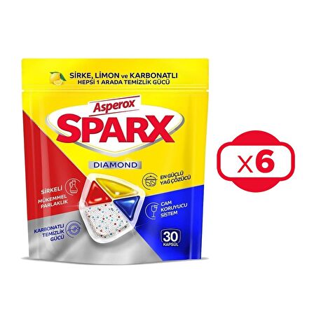 Asperox Sparx Bulaşık Makinesi Kapsülü 30 Yıkama X 6 Adet