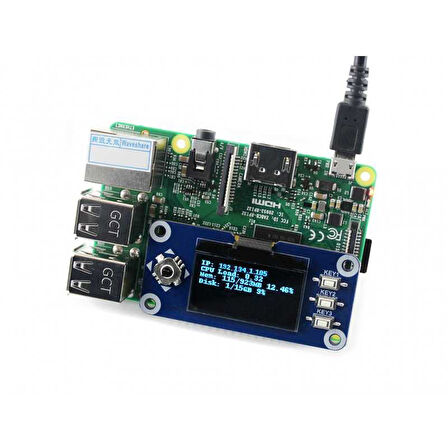 WaveShare 1.3 inch OLED Ekran HAT (Raspberry Pi için) - 128x64
