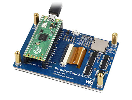 Raspberry Pi Pico 3.5inç Dokunmatik Ekran Modülü - 65K Colors, 480×320, SPI