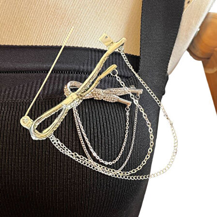 Uretti - Melik 9215 2026 Taşlı Fiyonk Model Çelik Broş / Yaka İğnesi