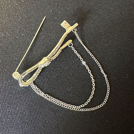 Uretti - Melik 9215 2026 Taşlı Fiyonk Model Çelik Broş / Yaka İğnesi