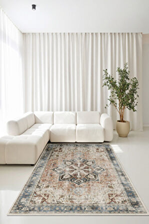 Doğal Işıkla Parlayan Desenler Klasik Dokunuşlu Modern Kaymaz Taban Halı