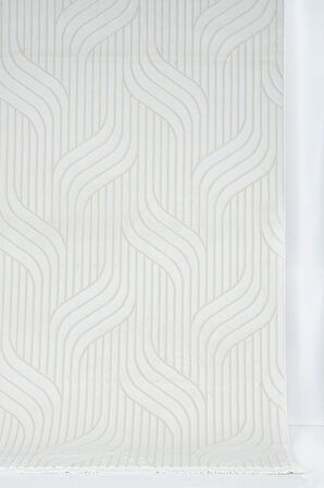 Dalga Desenli Geometrik Motif Tasarımlı Pamuk Tabanlı Salon - Oturma Odası  Krem Renk Halı