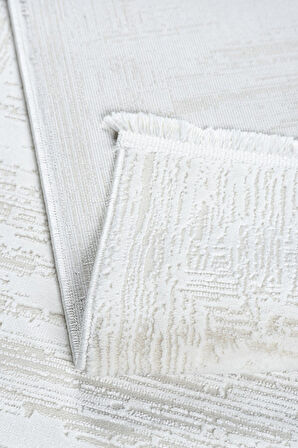 Distressed Pattern Eskitme Pamuk Tabanlı Salon - Oturma Odası  Krem Renk Halı