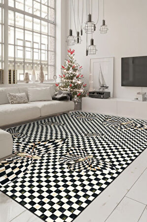 Desenlerin İçinde Kaybolan Güzellik: Optik İllüzyon Halısı Kaymaz Taban