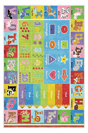 Minik Ayaklara Büyük Bilgiler: Eğlenceli Eğitim Halısı - Kaymaz Taban