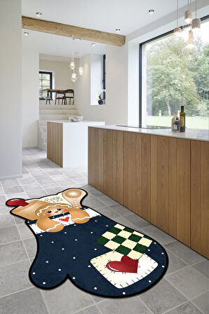 Tatlı Bir Dokunuş Fırın Eldiveni Formunda Neşe - Kaymaz Taban Mutfak Halısı