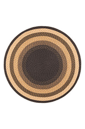 Zeminde Sıcaklık Örgü Desen Görünümlü Yuvarlak Kaymaz Taban Halı