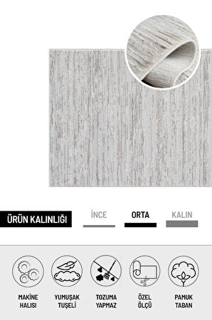 Pamuk Tabanlı Modern Tasarımlı  Sisal Çizgili Bej Renk Halı